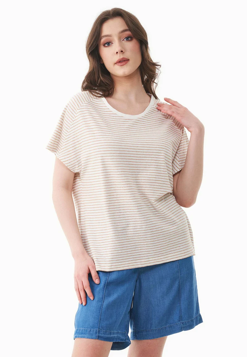 Gestreiftes T-Shirt aus Bio-Baumwolle und Leinen