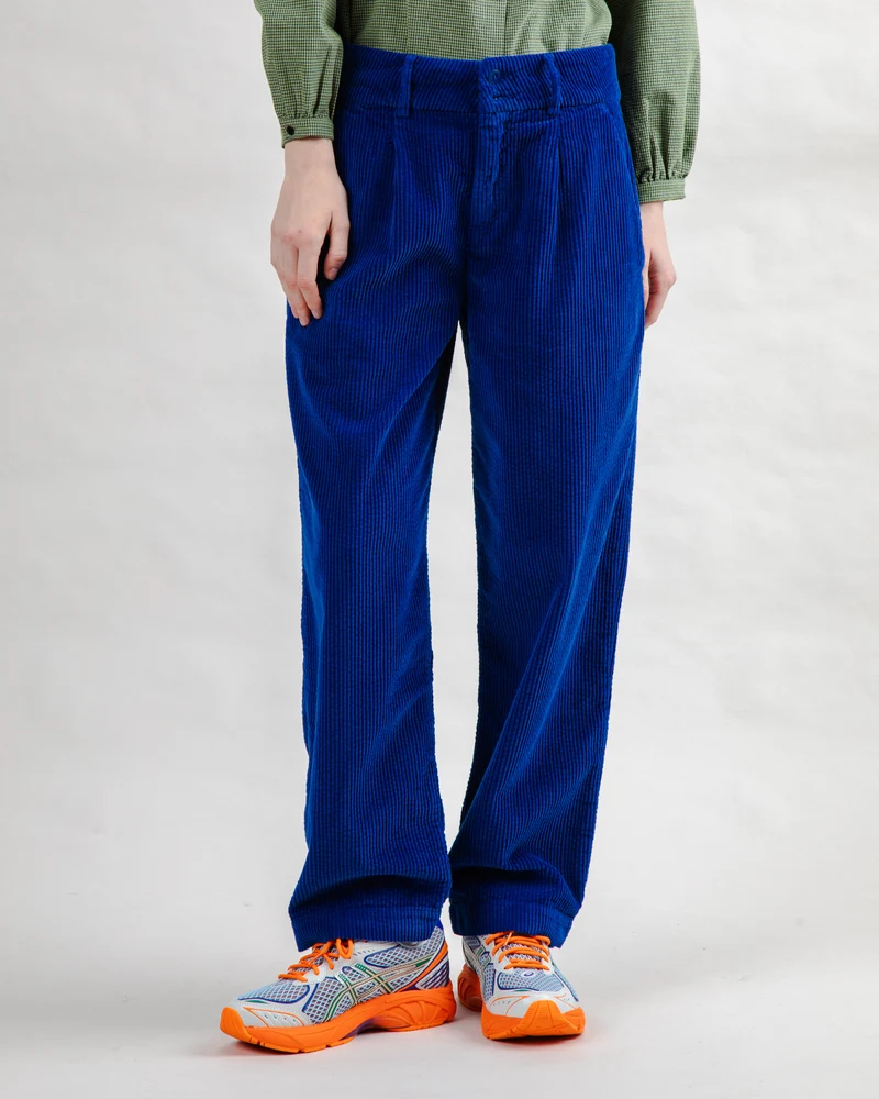 Corduroy Pleated Pants klein blue