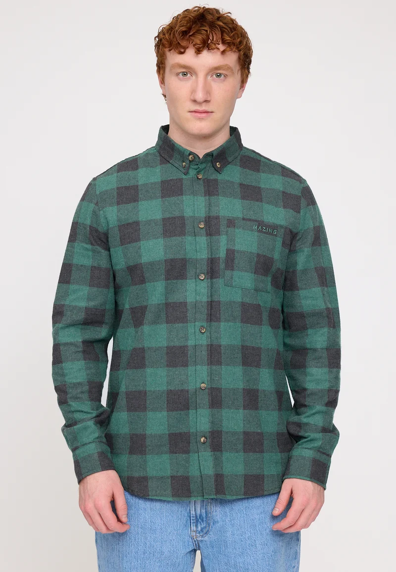 Checked Flannel Shirt bottle-black melange