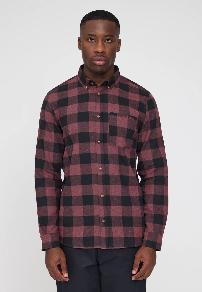 Checked Flannel Shirt eggplant-black melange