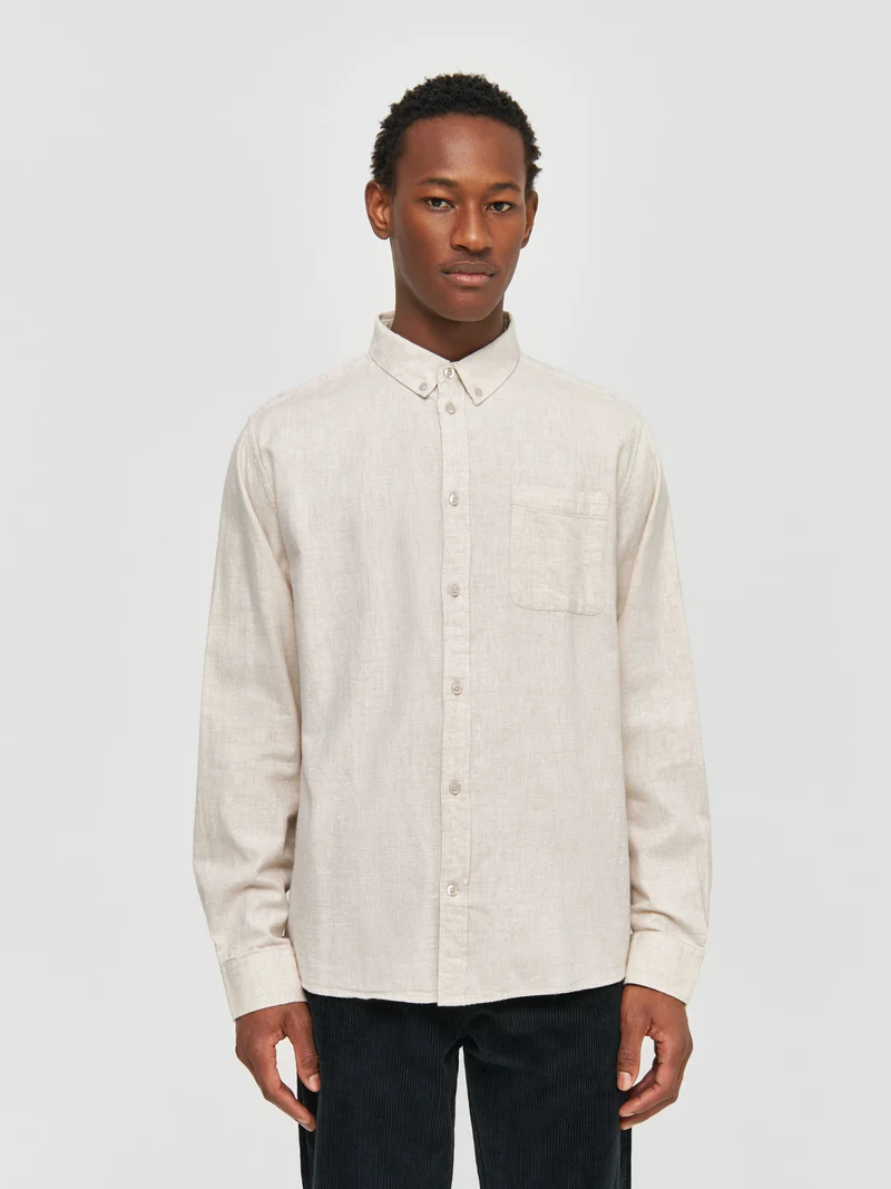Regular Fit Melangé Flannel Shirt greige