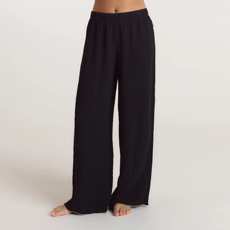 Crinkle Pyjamahose - Schwarz