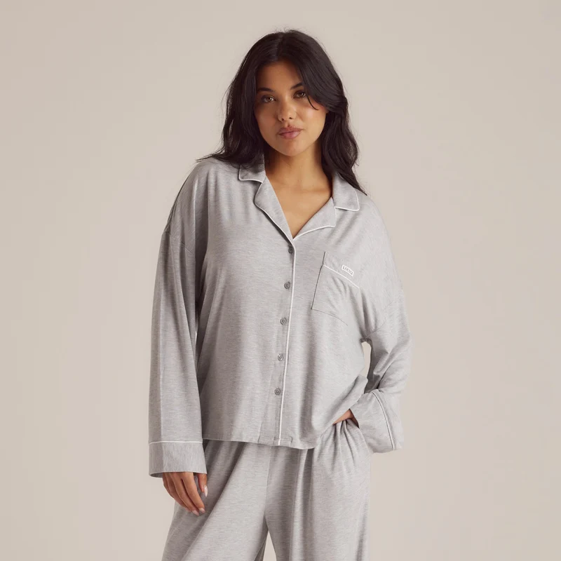 Modal Pyjamahemd - Grauer Melange