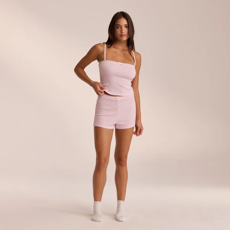 Pointelle Pyjamashorts - Rosa