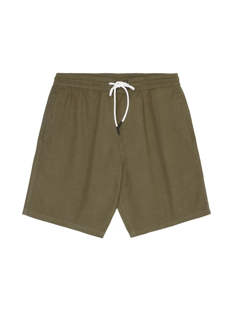 Boardwalk Slub Shorts With Elastic Waist burned olive