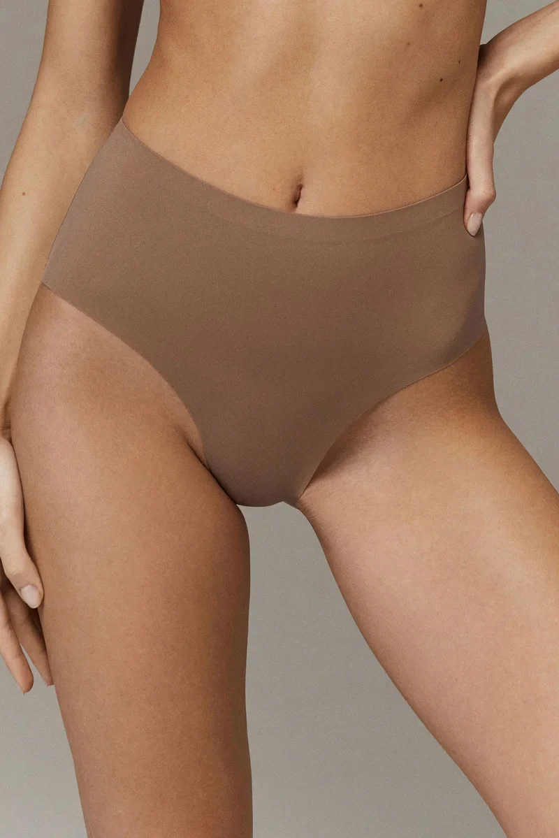 Aruelle - Lottie brasilianisches Höschen mit hoher Taille und Netzrücken, Schoko