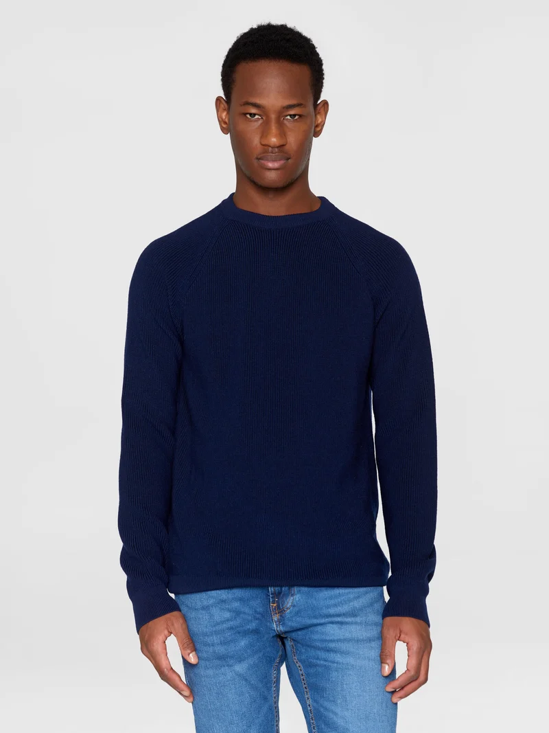 O-Neck Merino Wool Rib Knit total eclipse