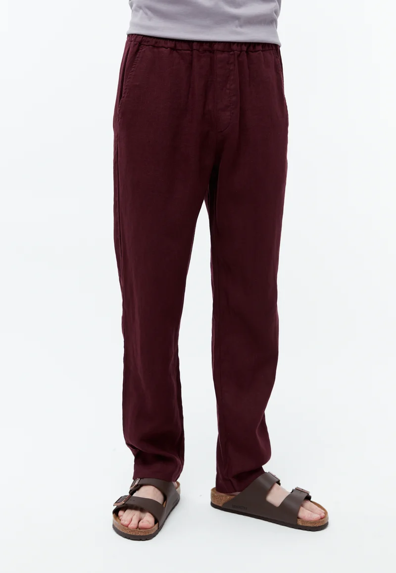 Trousers GBEric Linen burgundy