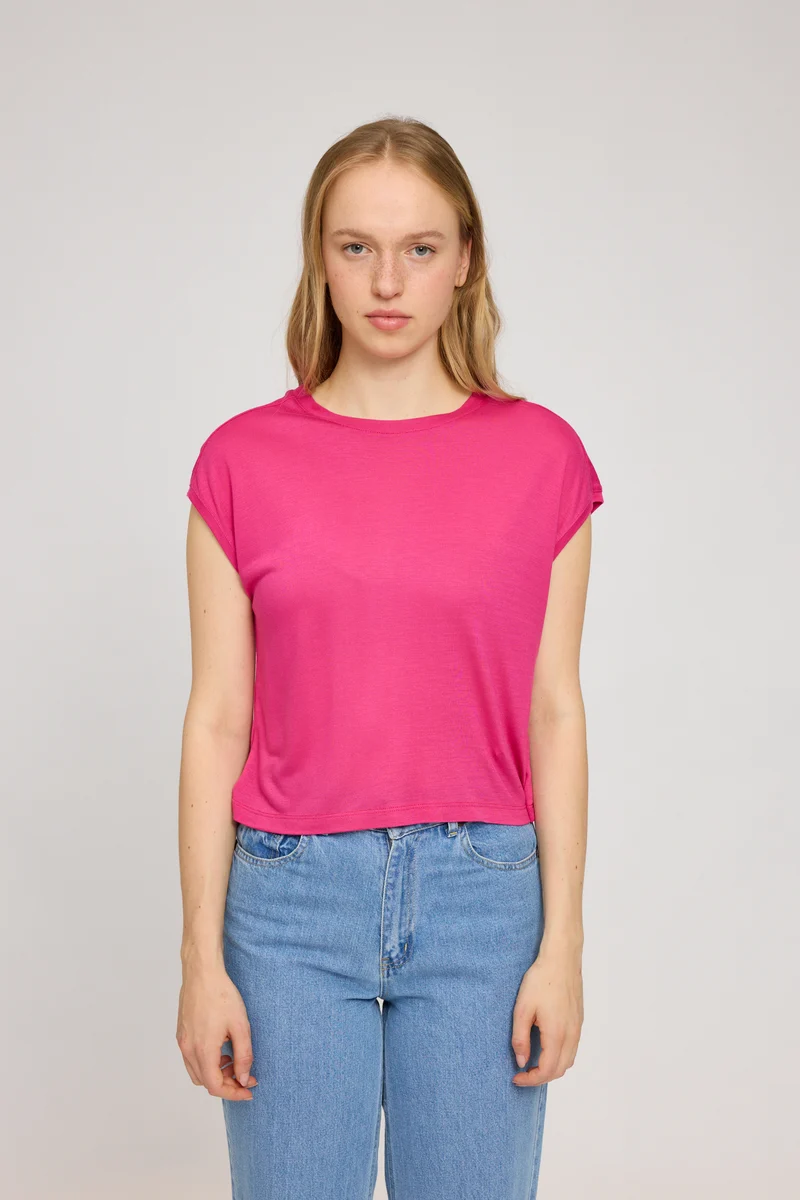 Cropped T Loose Fit fuchsia