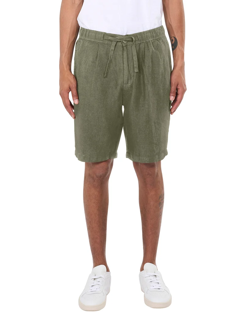 Loose Linen Shorts burned olive