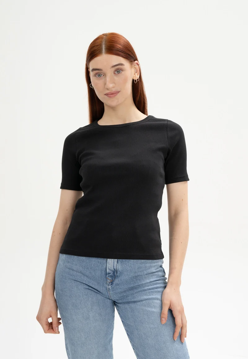 Rib T-Shirt Jasleen schwarz
