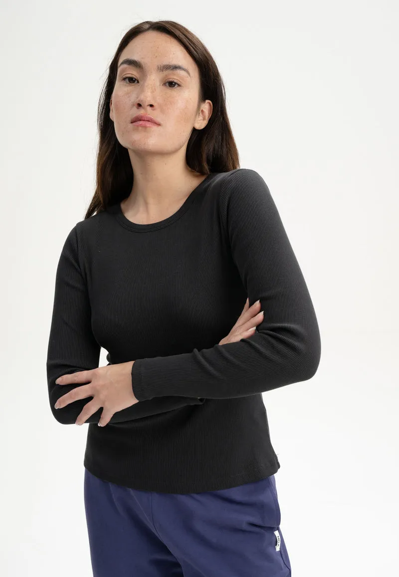 Rib Longsleeve Mehar schwarz