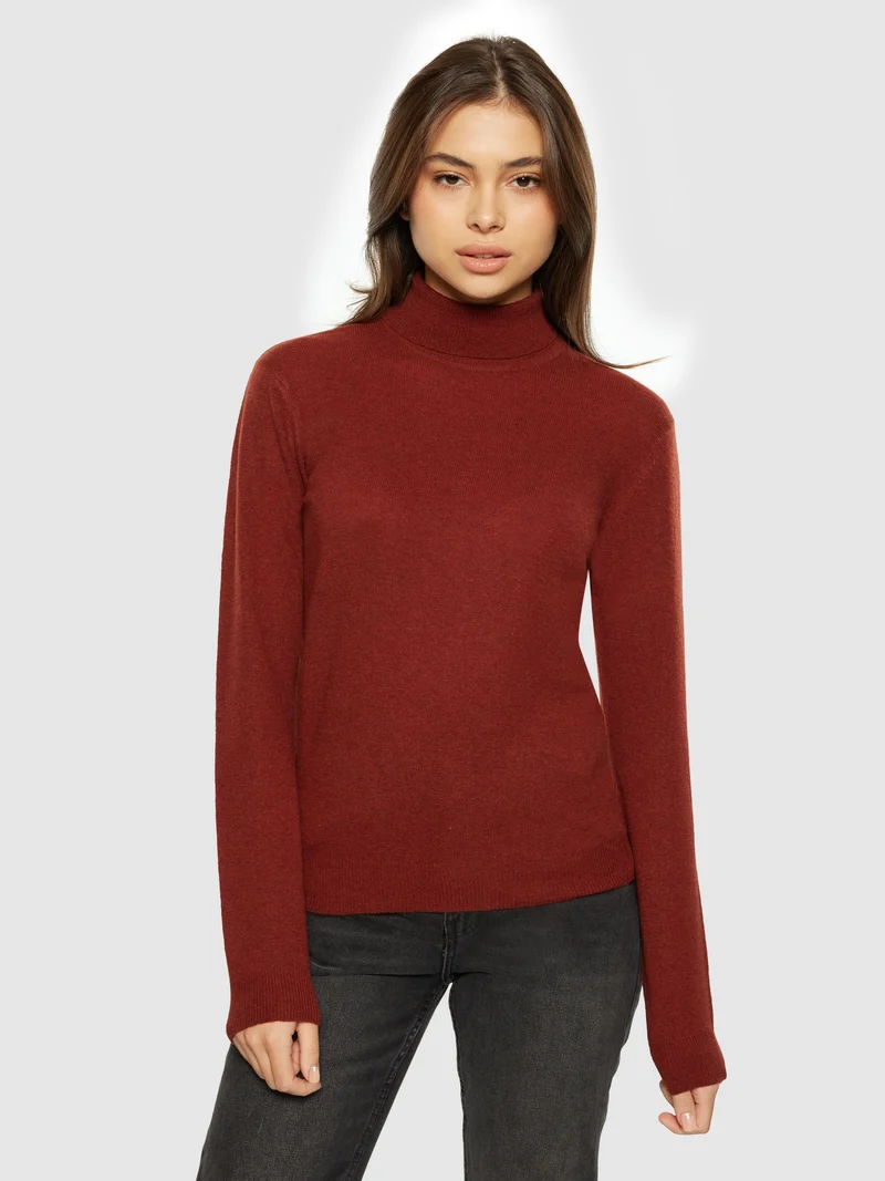 Lambswool Roll Neck fired brick