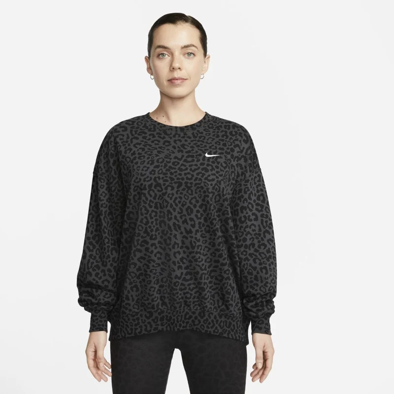 Nike Damen Dri-FIT Get Fit All-Over Leopard Print Crew Neck