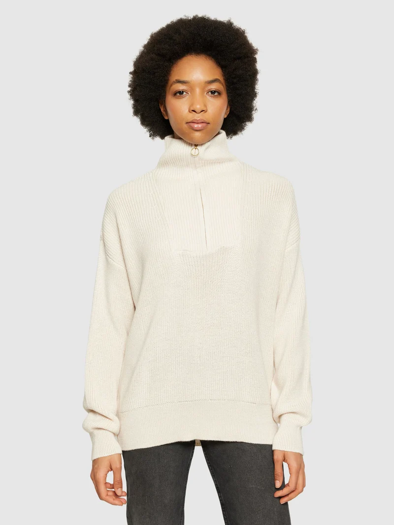 Merino Half Zip High Neck kelp