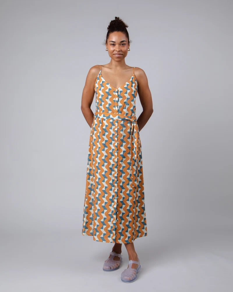 Big Tiles Long Dress ochre