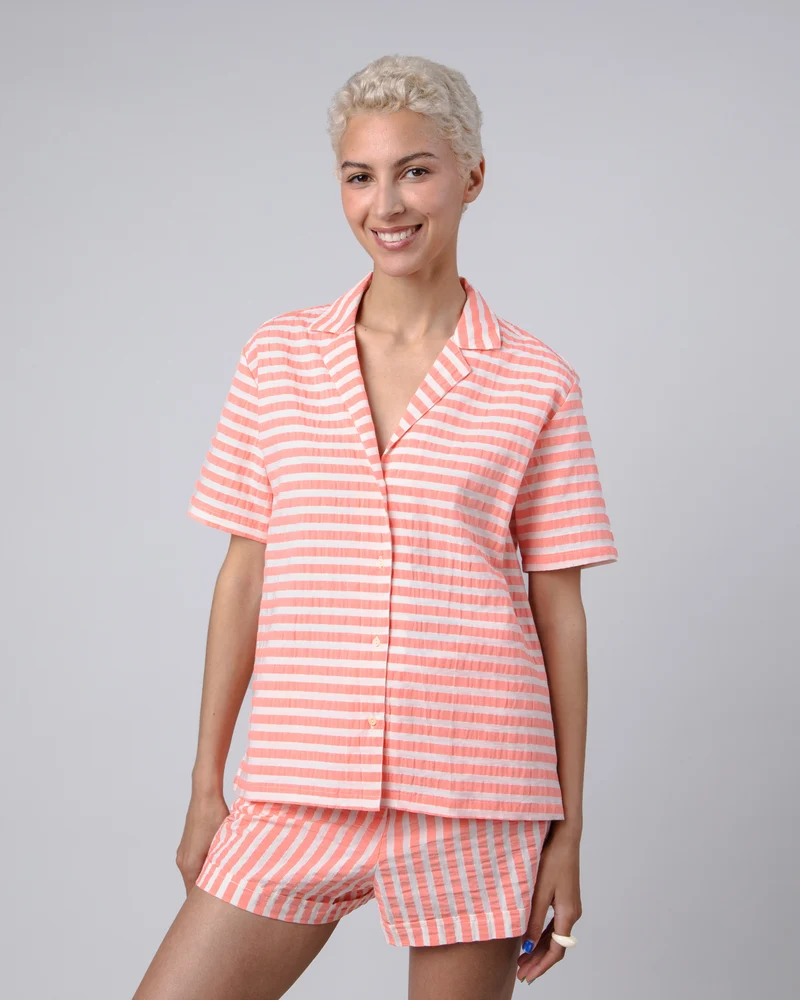 Stripes Aloha Cotton Blouse red