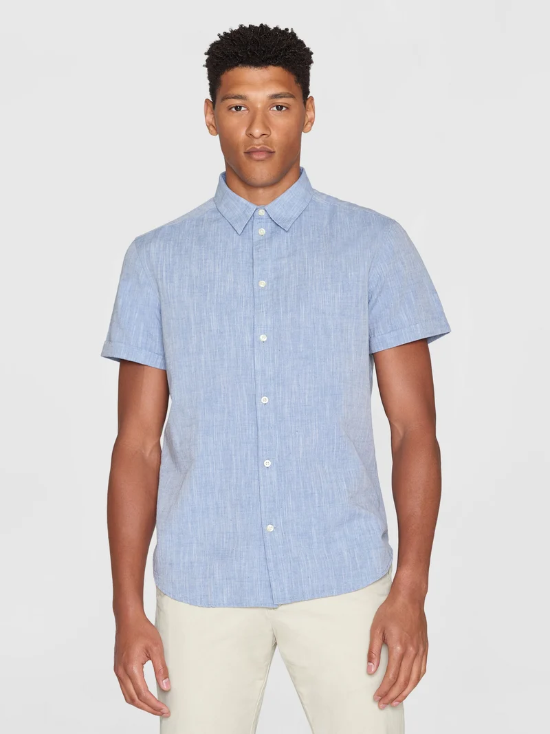 Custom Fit Linen Short Sleeve Shirt moonlight blue