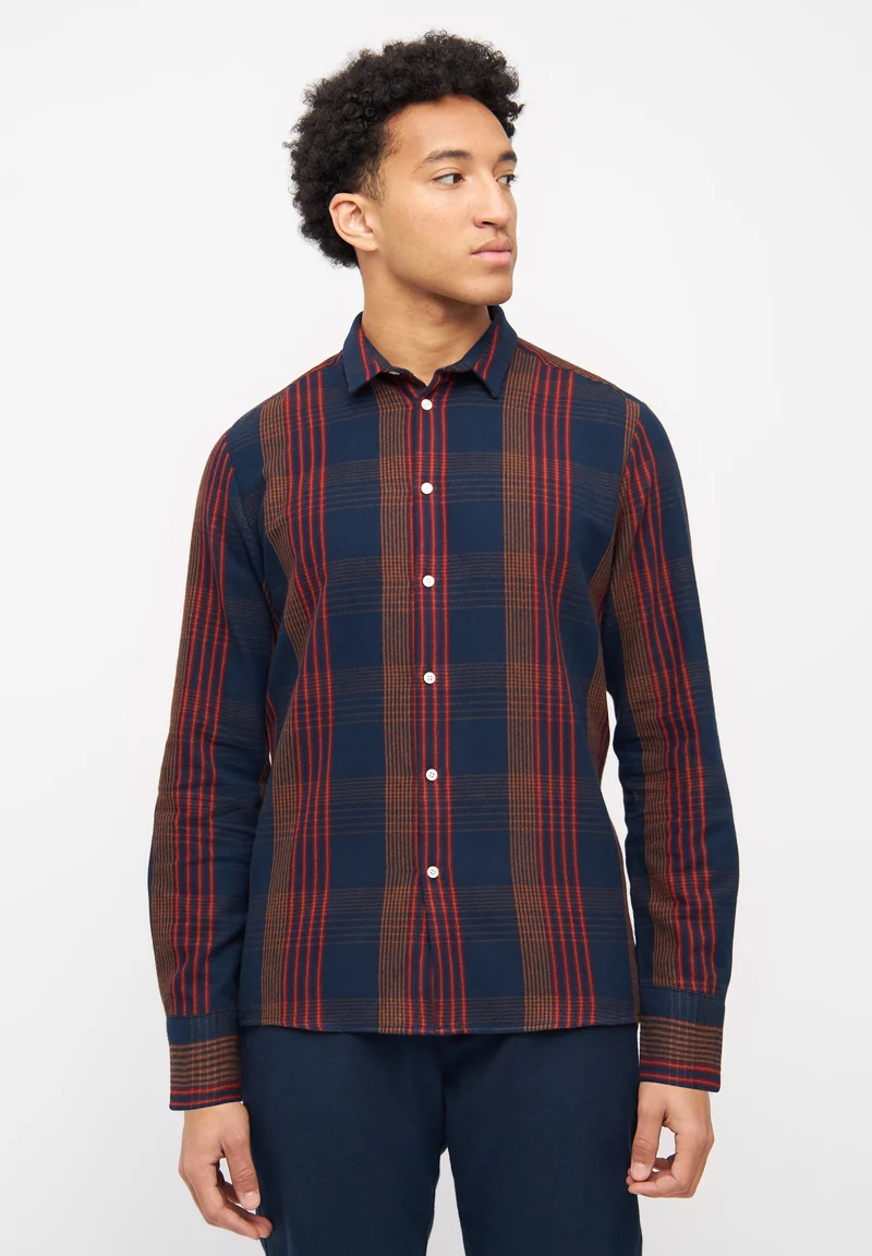 Buttoned Shirt Kent blue/brown/red checked
