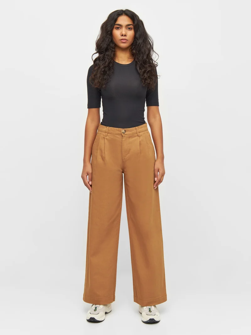 Posey Wide High-Rise Twill Pants brown sugar