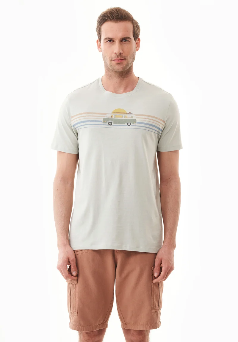 T-Shirt aus Bio-Baumwolle mit Wagen-Print