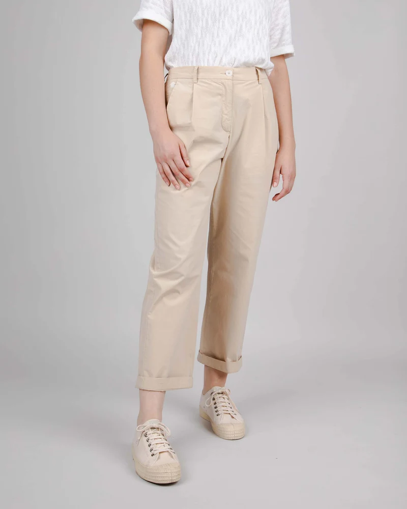 Elastic Pleated Chino sand