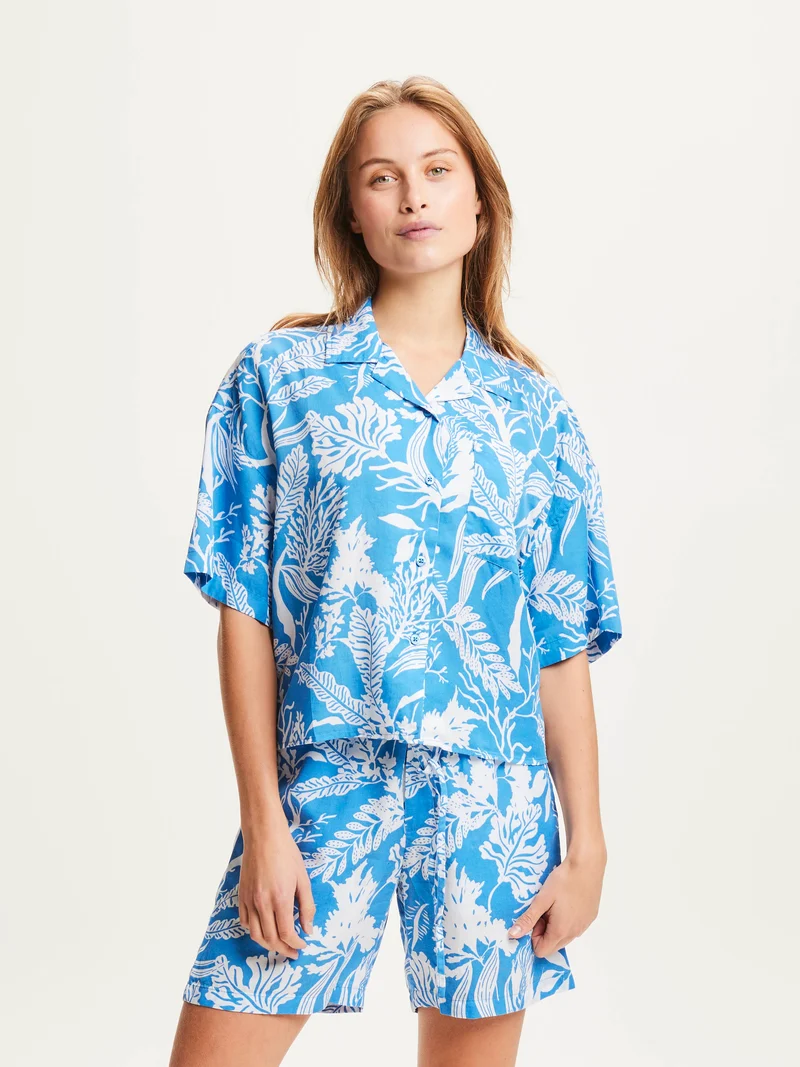 Loose Seabreeze Tencel™ Print Resort Shirt campanula