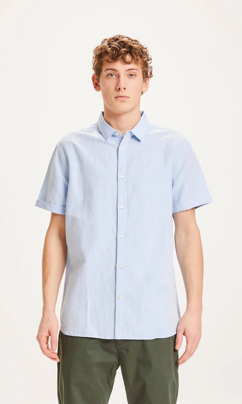 Custom Fit Linen Short Sleeve Shirt skyway