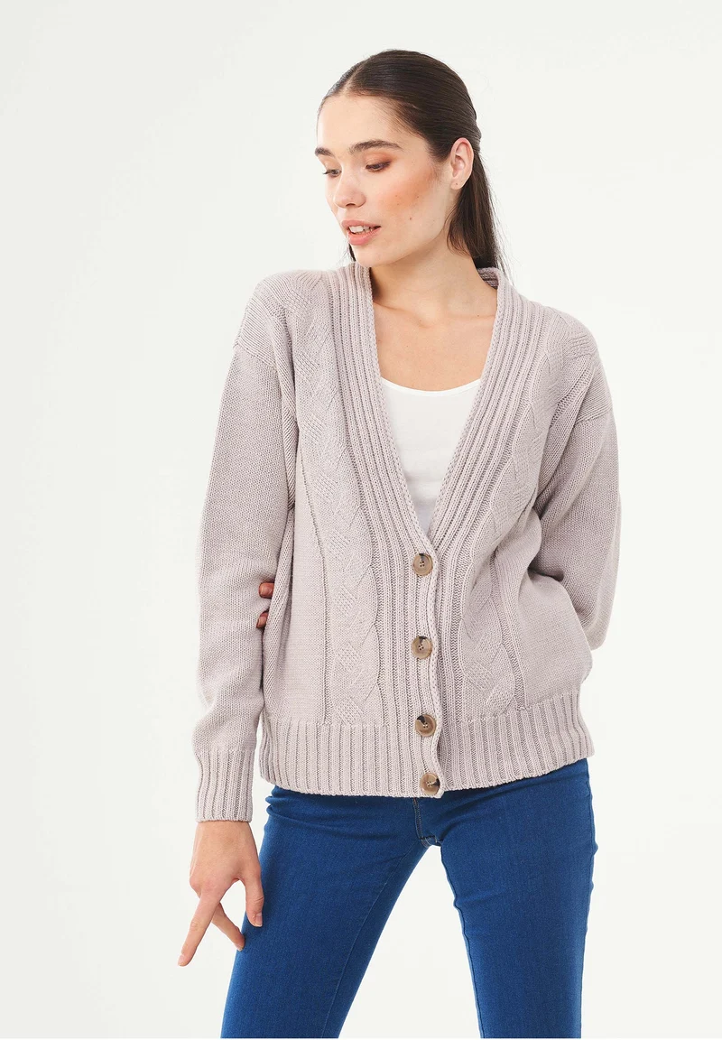 Cardigan aus Bio-Merinowolle und Bio-Baumwolle