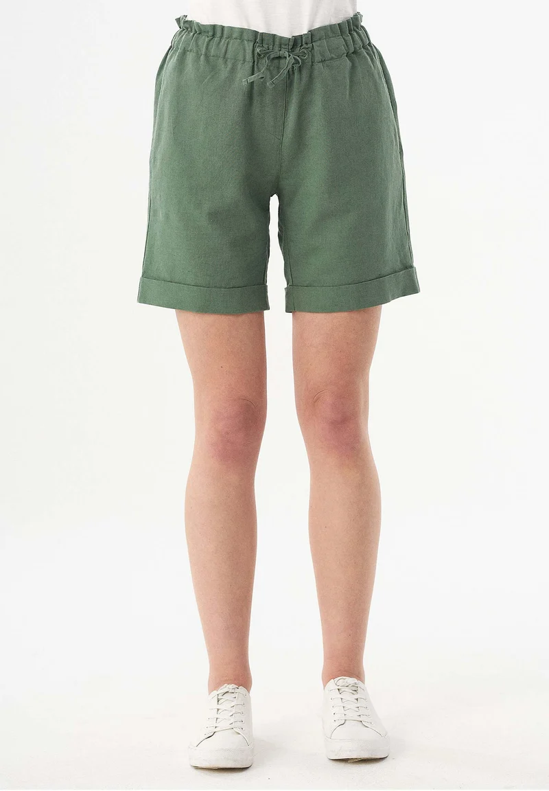 Paperbag-Shorts aus Leinengemisch