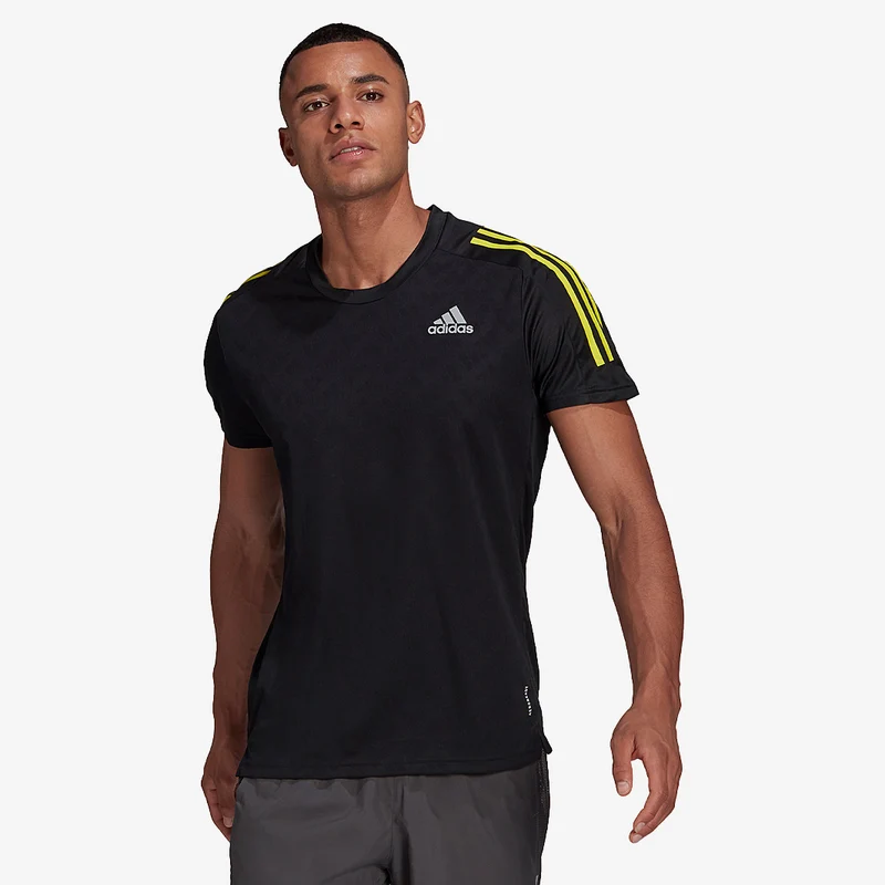 adidas Own The Run 3 Stripe T-Shirt