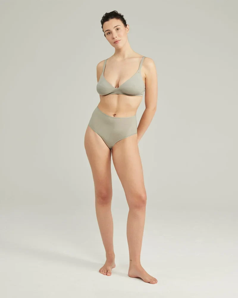 Nudea - Stretch-Slip mit hohem Bund, Salbeigrün