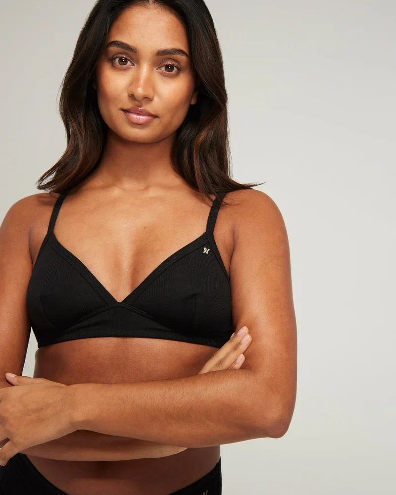 Nudea - Easy Does It Bralette aus Bio-Baumwolle, Schwarz