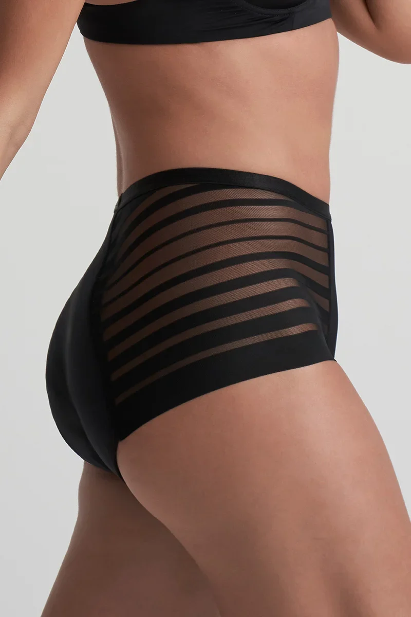 ByeBra – Auslaufsichere Periodenunterwäsche, High Slip mit Spitze, Schwarz