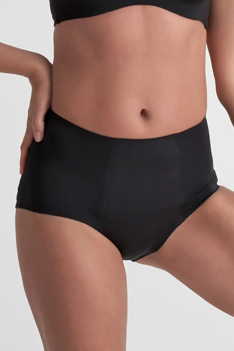 ByeBra – Auslaufsichere Periodenunterwäsche, hochgeschnitten, laminiert, für starke Blutungen, schwarz