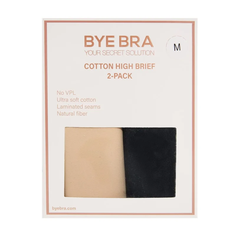 ByeBra – Po-Lifting-Slips und Unterwäsche im 2er-Pack, Baumwoll-Slips, hoch geschnitten, beige und schwarz