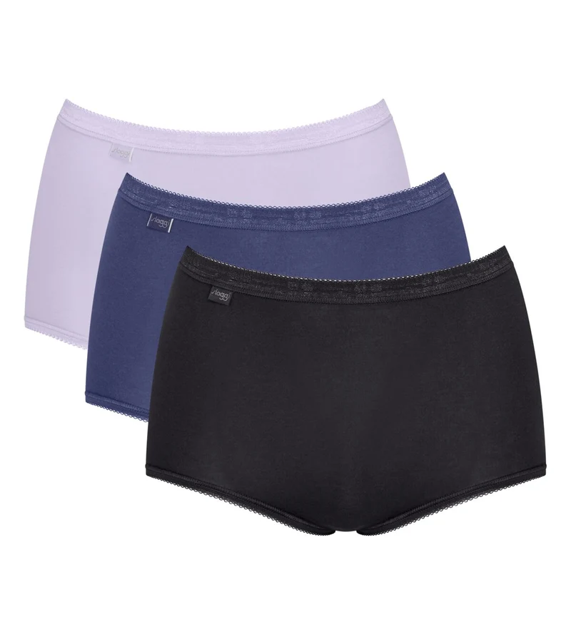 Sloggi - Basic Plus High Waist Slip Multipack Schwarz & Blau