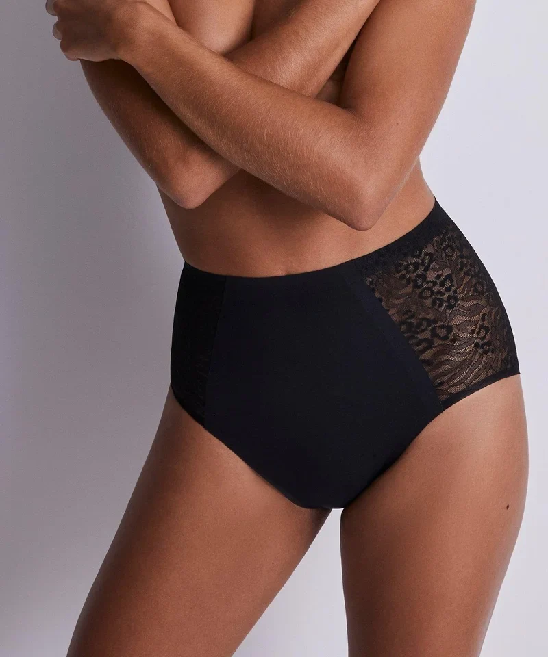 Aubade – Sculpt By Aubade Highwaist-Spitzenslip Schwarzer Pfeffer