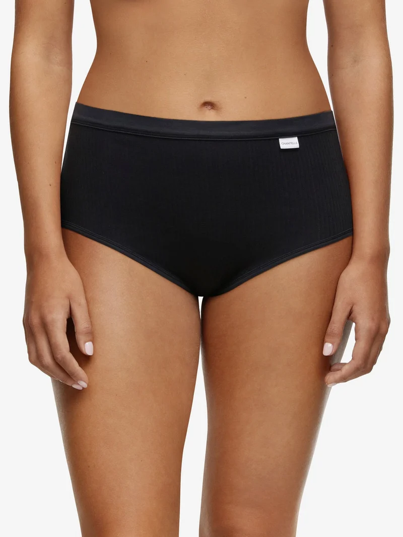 Chantelle – Baumwoll-Komfort-Slip mit hoher Taille, Schwarz