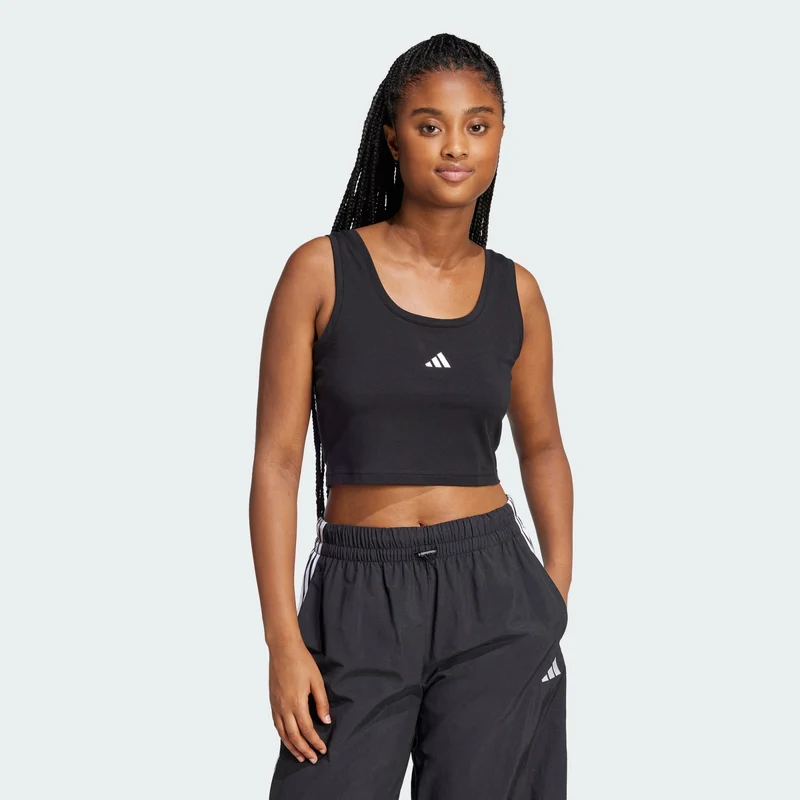 adidas Womens Essentials Small Logo Cotton Lifestyle Tank Top