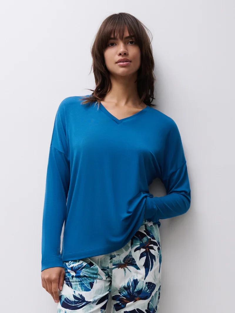 Femilet - Loraine Top Langarmshirt Keramikblau
