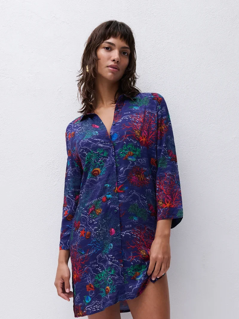 Chantelle – Leidenschaftliches Langarmshirt, dunkles Mittelmeer-Finish